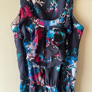 Express Navy Floral Sleeveless Blouse